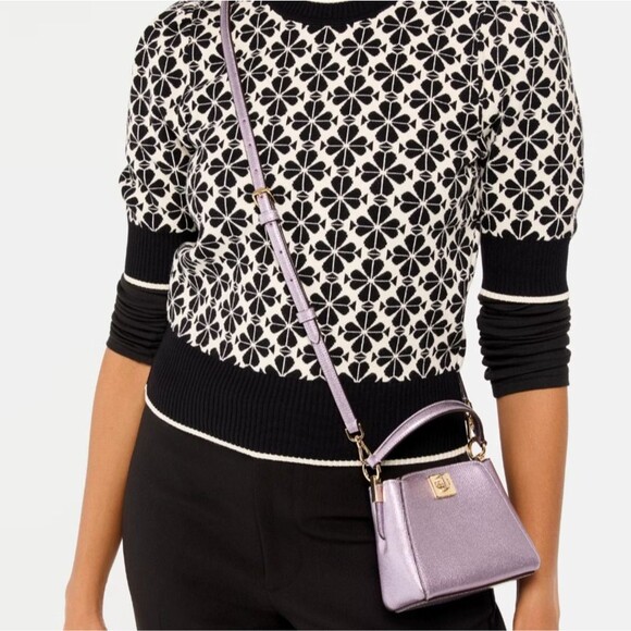 New Kate Spade Phoebe Metallic Mini Top Handle Crossbody Light Candied Flower - Picture 4 of 5